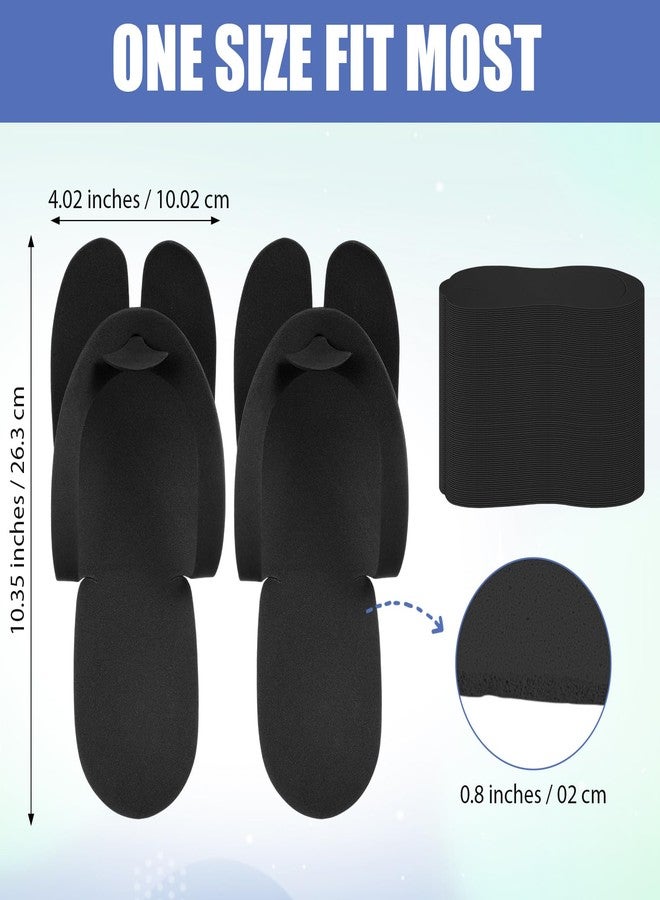 JaGely 100 Pairs Disposable Pedicure Slippers Bulk EVA Disposable Flip Flops Kit Spa Pedicure Sandals Guest Slippers Spa for Adult Foot Nail Salon Party Supplies Travel Hotels Home(Black) - Image 2
